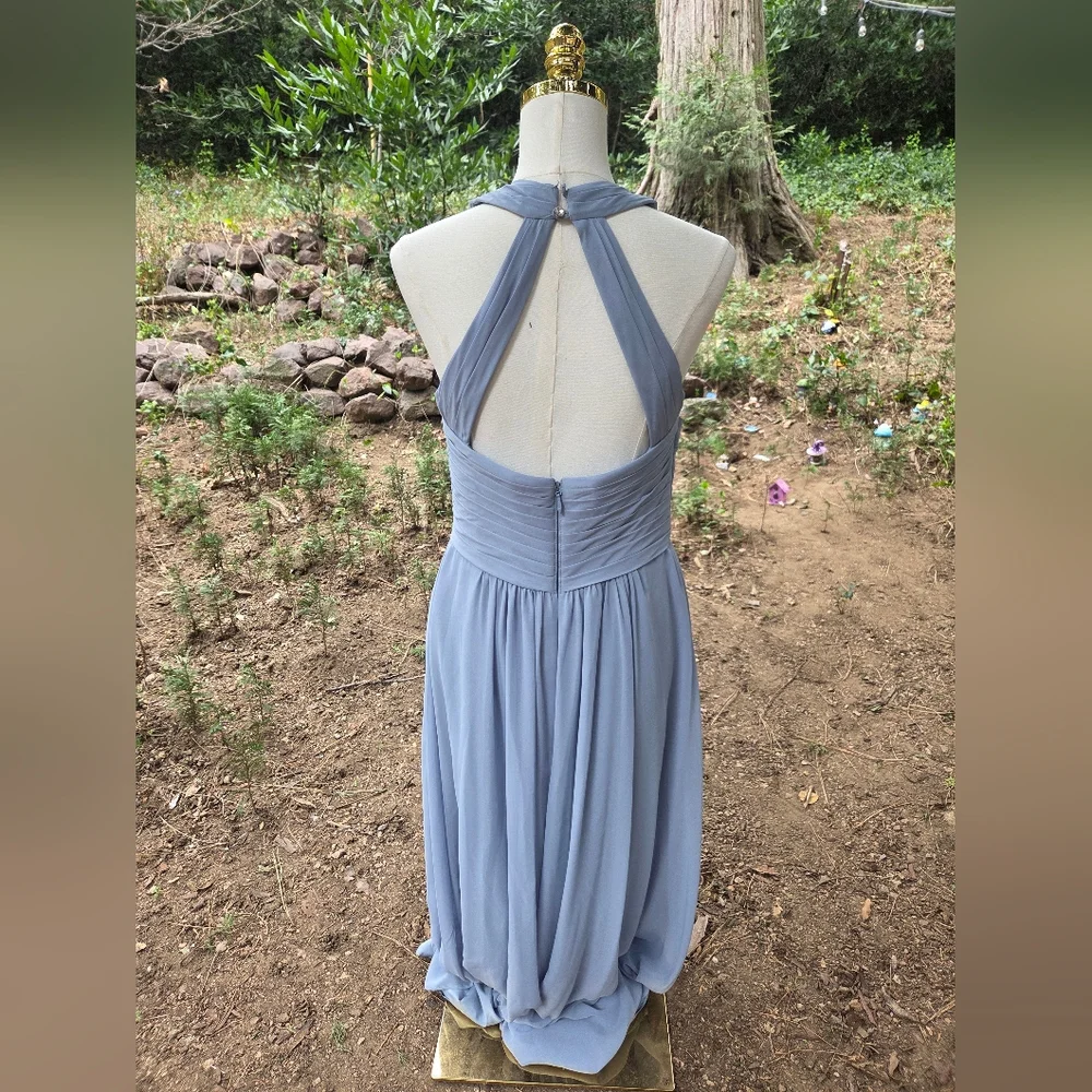 Azazie Blue‎ Halter Maxi Gown - Bridesmaid Dress For Wedding - Picture 4 of 6